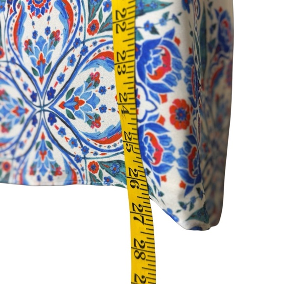 Adrienne Vittadini Tank Top Floral Flowy Blue Red V Neck Lined Womens Size S - Picture 8 of 10